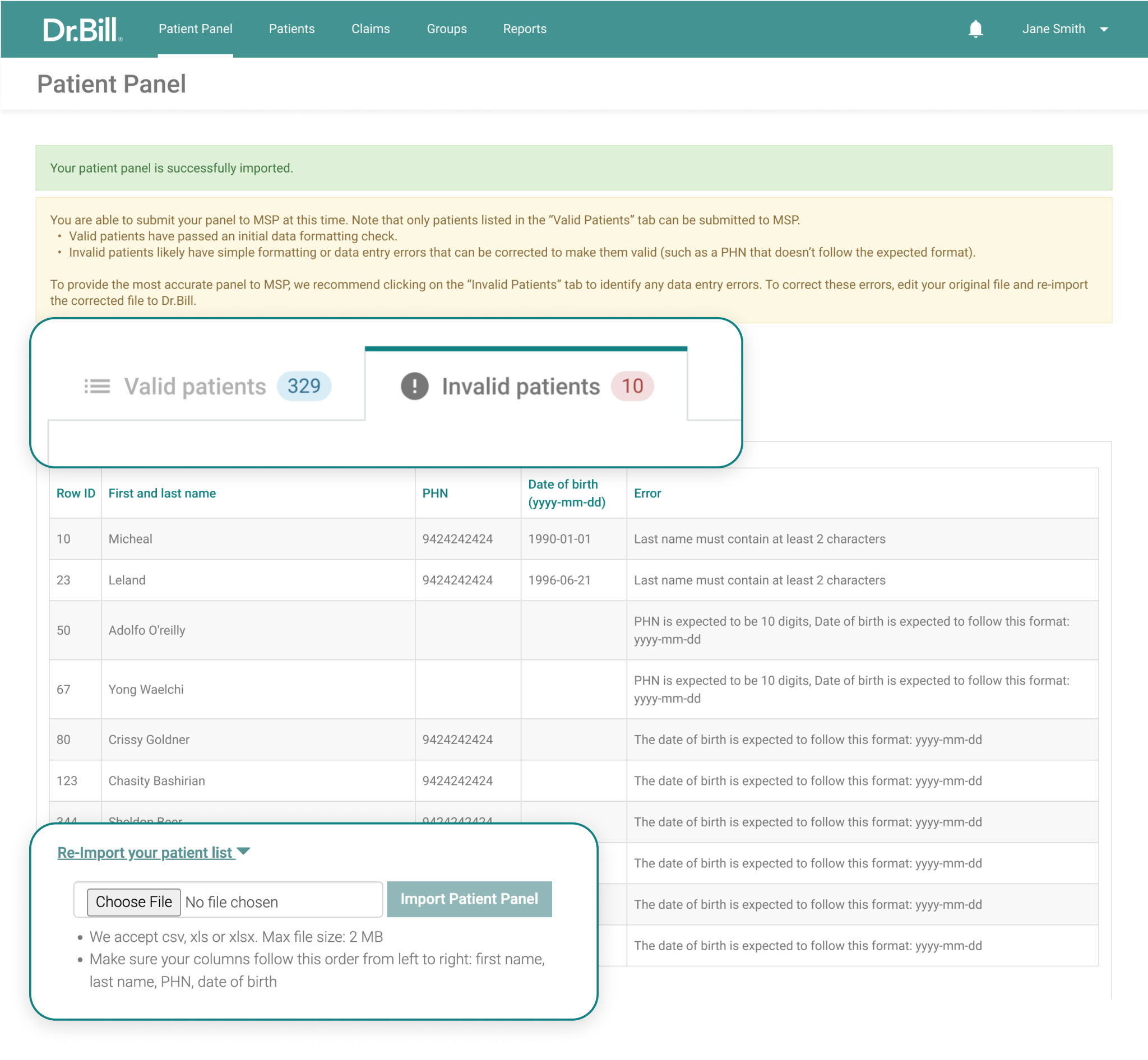 3. Review your patient panel and submit