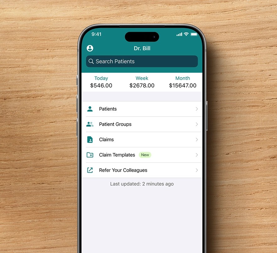 Dr. Bill billing overview on phone